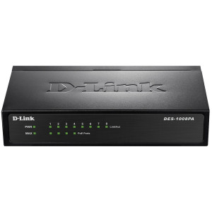 D-Link DES-1008PA 8-Port Ethernet Switch, 4 fast ethernet PoE ports, 4 fast ethernet ports, 1.6Gbps switching capacity
